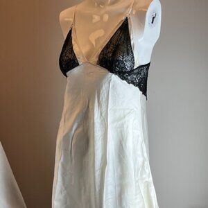 Samantha Chang Babydoll Women's Sexy Lace Vanilla Black Slip Dress and Panty set